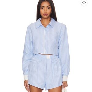 REVOLVE Blue Striped Button-Up Top & Shorts